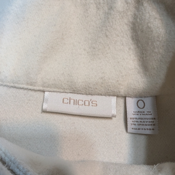 Chicos winter white button up coat Small sz 4 (chicos 0) - Picture 3 of 10